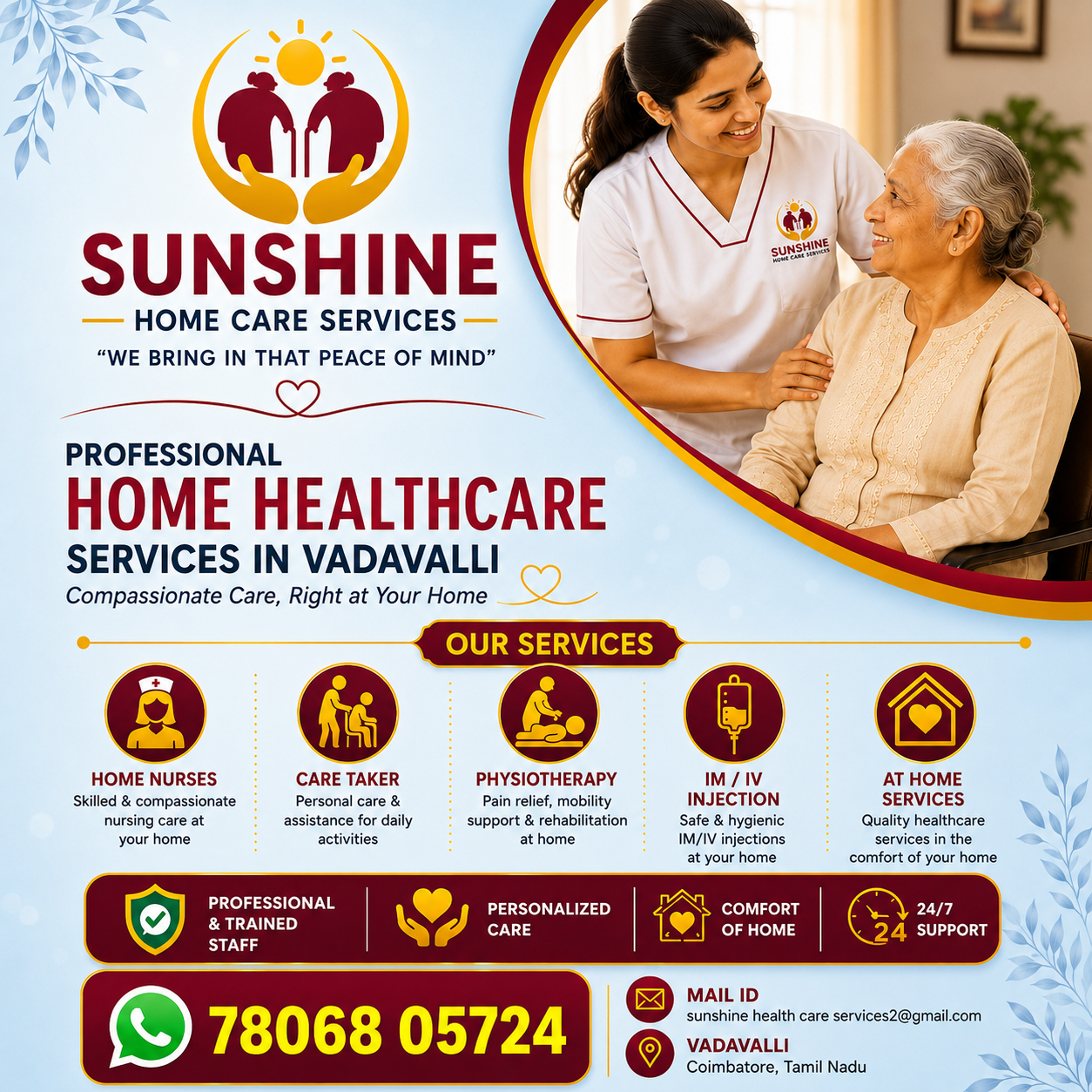 Sunshine Home Care Services promotional flyer